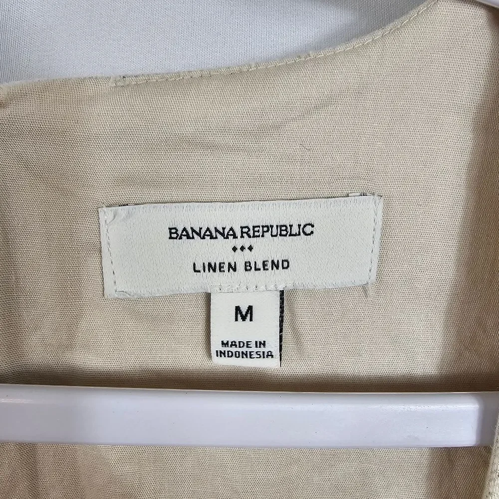 NWOTBanana Republic Factory Linen Blend Square Neck Mini Shift Dress in Flax - M - Picture 3 of 9